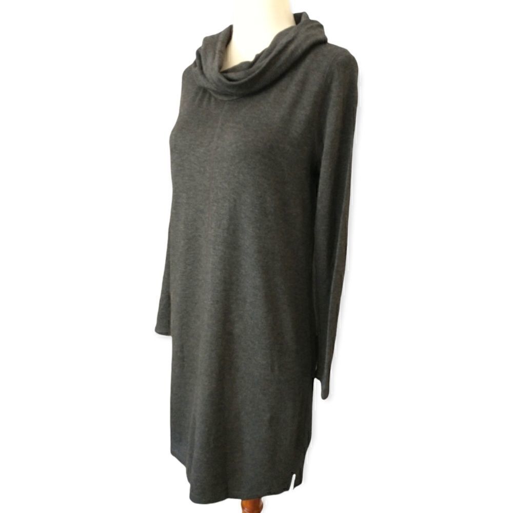 Lou & Grey Cozy Knit Shift Dress S Lounge Relaxed Minimalist Quiet Luxury Gray - Picture 3 of 16